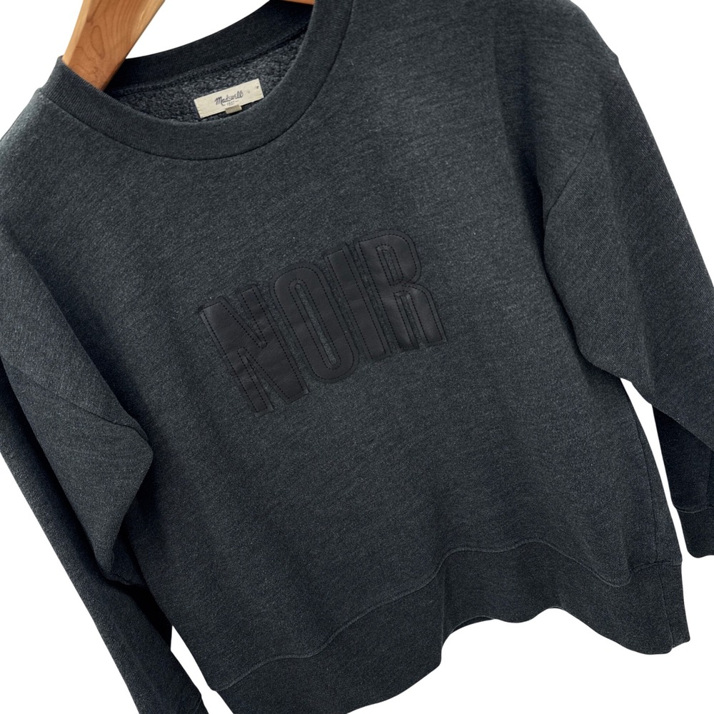 Madewell NOIR Graphic Crewneck Sweatshirt Women S Charcoal Grey Heather